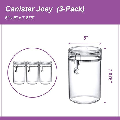 Amazing Abby - Cathy - 56-Ounce Plastic Canister (Set of 3), Plastic Airtight Food Container, Stackable for Pantry Storage, BPA-Free and Shatter-Proof, Perfect for Home and Commercial Use