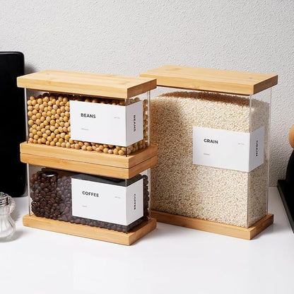 APT 1101 Bamboo Food Dispenser | Kitchen Organizers and Storage | Airtight Pantry Organizers and Storage Container | Cereal, Rice, Flour, Snack Storage (2, Large)