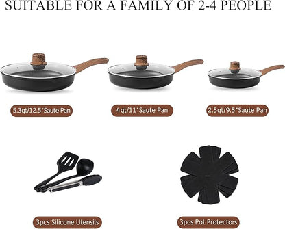 Vinchef Pots and Pans Set Non Stick, 12pcs Induction Cookware Set, Non Stick Frying Pans with Lid, Non Toxic Kitchen Cookware Sets, Pan Sets for Cooking, PFAS and PFOA Free