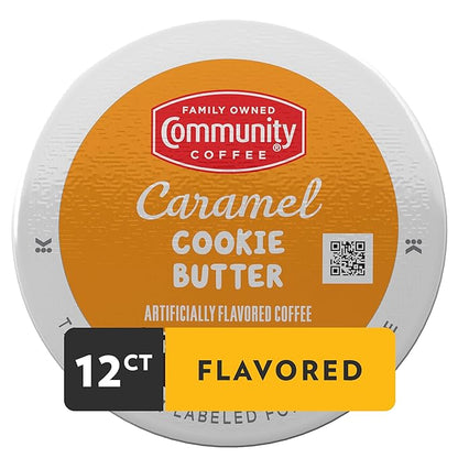 Community Coffee Caramel Cookie Butter Flavored 12 Count, Medium Roast, Keurig K-Cup Coffee Pods, 12 Count (Pack of 1)