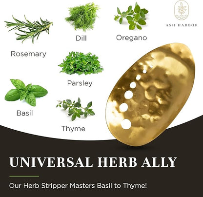 Brass Herb Stripper Bowl 7 Hole Sizes Shred & Catch Herbs & Greens 5.5 x 3.5 In. AH-STBS-2023