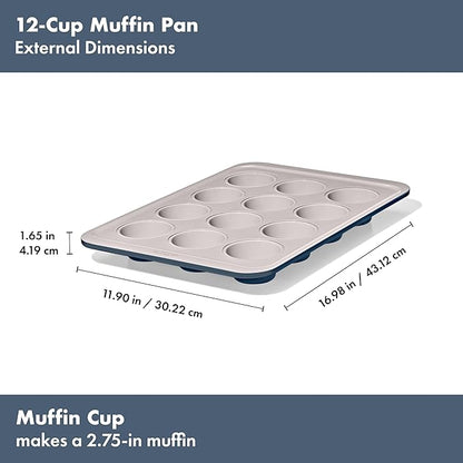 OXO Good Grips Non-Stick Pro Ceramic Coated Metal Bakeware 12 Cup Muffin Pan – Storm Blue