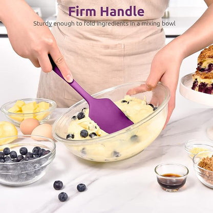 Heat Resistant Silicone Large Spatula: U-Taste 600ºF High Heat Flexible 11.38in Silicon Mixing Stirring Cooking Scraping Baking Bowl Scraper Seamless Spreader for Kitchen Nonstick Cookware (Purple)