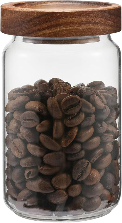 Small Glass Jar with Lids Thicken Glass Coffee Storage Canister Borosilicate Glass Food Containers Bottle for Spice Ground Nut Pasta Sugar Candy Tea (6.7oz（200ml)-1 PACK