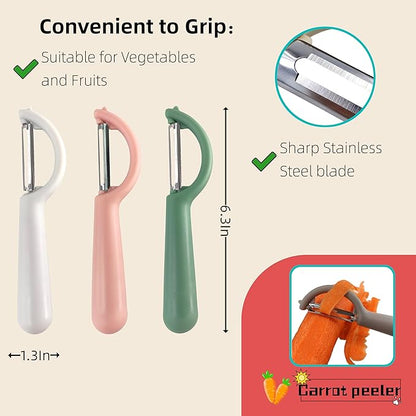Trez Treamer 6-Piece Vegetable Peelers for Kitchen,Stainless Steel Apple Peeler Set for Veggie Carrot Fruit Zucchini Cucumber Peeler Sharp Potatoes & Potato Peeler Bulk with Non-Slip Handle (P)