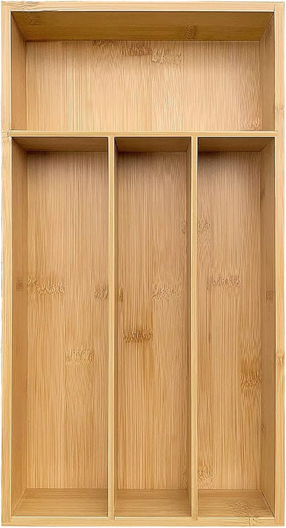 Bamboo Silverware Organizer, Kitchen Drawer Organizer, Silverware Utensil Tray Holder for Flatware Cutlery Knives, Forks, Spoons (4-Slots) (Natural)