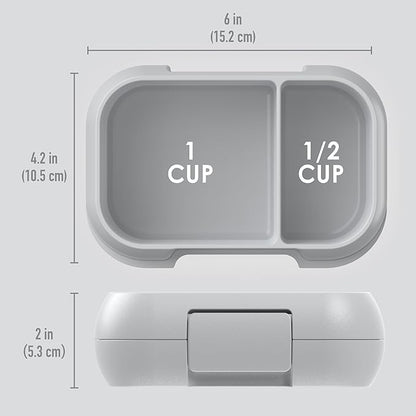 Bentgo Kids Snack - 2 Compartment Leak-Proof Bento Box Container for Snacks and Small Meals, Easy-Open Latch, Dishwasher Safe, BPA-Free for School, Daycare, & Sports - Ideal for Ages 3+ (Gray)