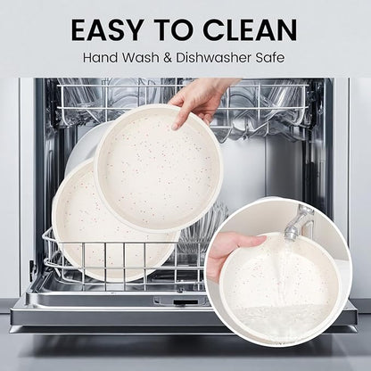 Vinino 8 Inch Silicone Round Cake Pan with Metal Reinforced Frame Set of 3, Nonstick Silicone Springform Pan for Baking Suitable for Making Layers, Cheese & Chocolate Cakes