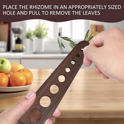 2 Pcs Herb Stripper Tool, Wooden Herb Stripper Vegetable Leaf Remover 8 Different Aperture Designs Wood Stripping Strippers Suitable for Herbs, Parsley, Coriander, Thyme, Rosemary (Brown)