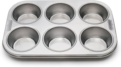 Fox Run 4867 Muffin Pan, 6 Cup, Stainless Steel