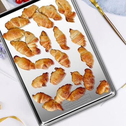 Baking Sheet Set of 5, Stainless Steel Cookie Sheet Baking Sheet Pan, 9/10/12/16/18 Inch, Non Toxic & Heavy Duty & Easy Clean，Duty Nonstick Bakeware Set for Oven Cooking