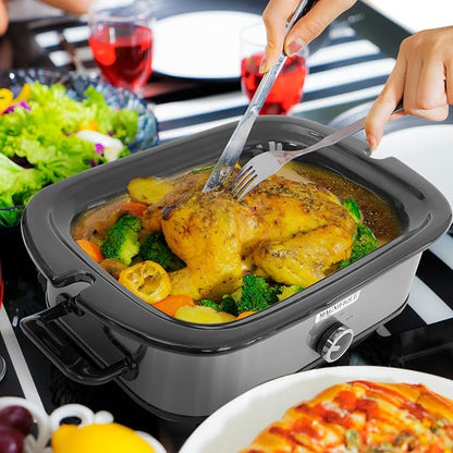 4-Quart Slow Cooker with Casserole Manual Warm Setting - Perfect Kitchen Small Appliance for Family Dinners, Dishwasher Safe Crock, Stainless Steel