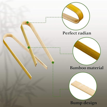 Patelai 90 Pieces Mini Bamboo Tongs Long Toast Tongs Disposable Wooden Cooking Bamboo Cooking Utensils for Toast Bread Pickles Tea Toaster Supplies (6 Inch)