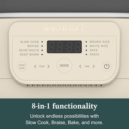 MAGNIFIQUE 6 Quart Multi-Cooker with 8-in-1 Casserole Programmable Slow Cooker, Dutch Oven, Pasta, Nonstick, Oven Safe Pot to 500°F Oatmeal Oatmeal