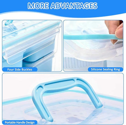 moleath Bento Box with 6 Removable Compartments Lunch Box, Microwave & Dishwasher Safe, Leakproof BPA-Free Snack Containers Ideal for Office, Picnic, Camping, Party, Travel, Blue