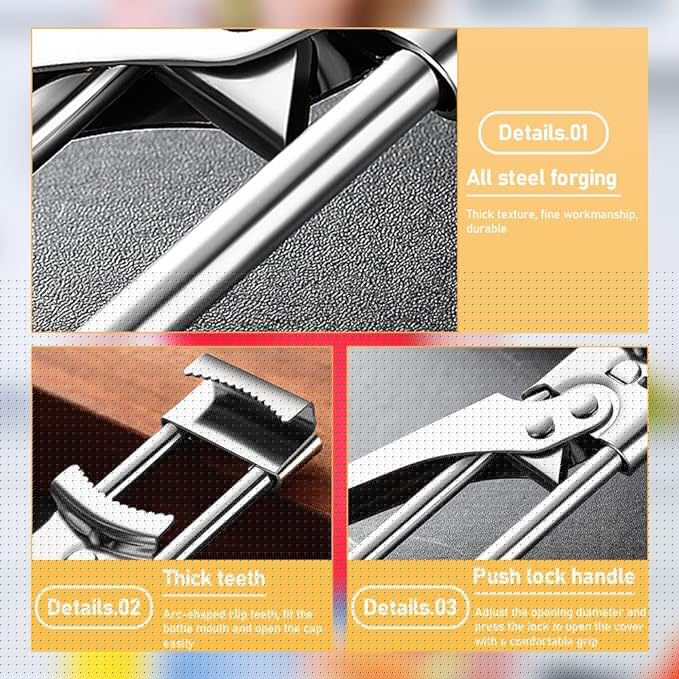 Adjustable Multifunctional Stainless Steel Can Opener, 2026 New Stainless Steel Can Opener Bottle Jar Lid Gripper Household Kitchen Tool, Manual Jar Bottle Opener Kitchen Accessories (1 PC)