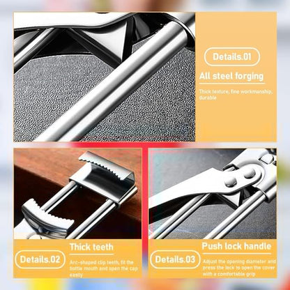 Adjustable Multifunctional Stainless Steel Can Opener, 2026 New Stainless Steel Can Opener Bottle Jar Lid Gripper Household Kitchen Tool, Manual Jar Bottle Opener Kitchen Accessories (1 PC)