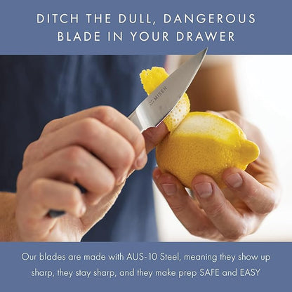 Misen Paring Knife – Precision Kitchen Knife with High-Carbon Stainless Steel Blade – Ergonomic Handle for Peeling, Trimming, and Slicing – Lightweight, Versatile Tool for All Culinary Tasks - Blue