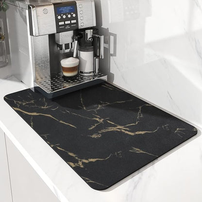 AMOAMI Coffee Mat Hide Stain Rubber Backed Absorbent Dish Drying Mat for Kitchen Counter - Fits Under Coffee Maker or Machine