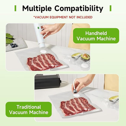 Vacuum Sealer Bags, 80 Reusable Vacuum Sealer Bags for Food, BPA-Free, Meal Prep and Sous Vide Cooking,Works for Handheld Sealer and Vac Sealer Machine with External Vacuum Systems