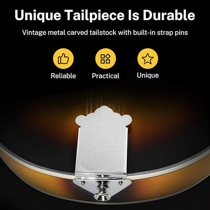 Donner A Style Mandolin Instrument Sunburst Beginner Adult Acoustic Mandolin Musical Instrument Mahogany 8 String, Bundle With Tuner String Bag Guitar Picks,DML-1