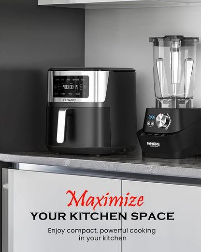 Nuwave Brio Plus 6-in-1 Air Fryer, 7-Qt Large Capacity, 50°F–400°F Precise Temp Control, Non-Toxic PFAS-Free Nonstick, Air Fry, Bake, Roast, Toast, Dehydrate, Reheat, 100 Presets, Dishwasher Safe