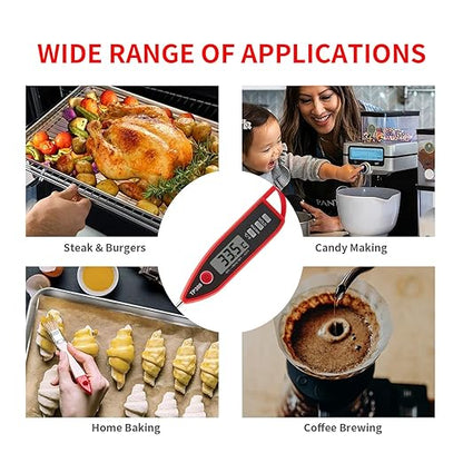 YFL Digital Meat Thermometer, Instant Read Food Thermometer, Large LCD Display, Waterproof Cooking Thermometer for Oven BBQ Grill Smoker Beef Turkey Camping & Kitchen Gadgets