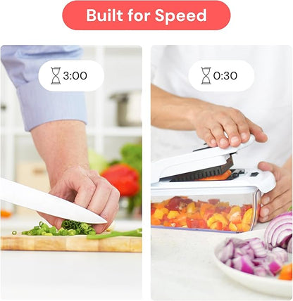 Fullstar The Original Pro Chopper - Vegetable Chopper and Spiralizer, Food Chopper with Container, Fruit Slicer, Kitchen Gadgets & Accessories, Home Essentials (4 in 1, Gray/Green)