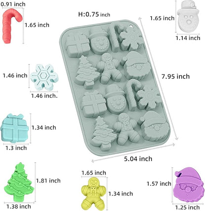 Christmas Chocolate Molds 3pcs Silicone Candy Molds Santa Claus Cane Christmas Tree Gingerbread Molds for Ice Cube Jelly Crayon Gummy Cupcake Decoration