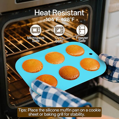2 Pack Silicone Muffin Pan for Baking, Regular Size Nonstick Cupcake Pan, 6-Cup Silicone Muffin Tin BPA Free Dishwasher Safe, Great for Muffin Cupcake Brownie Egg Tart