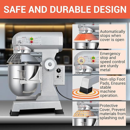 30 QT Stand Mixer, Commercial Industrial Grade Kitchen Electric Food Mixer with Stainless Steel Bowl, 3 Types of Mixing Tools, Built for Professional Baking: Effortlessly Handles Large Recipes