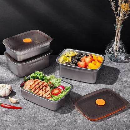 20 PCS Food Storage Containers with Lids Airtight (10 Containers & 10 Lids)，stainless steel food containers leak proof storage box with lid Locking Food Storage Container freezer storage