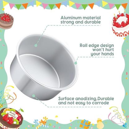 Nuenen 6 Pcs 6 Inch Round Cake Pans Aluminum Round Mold Smash Cake Baking Cheesecake Pans for Home Party Baking Supplies