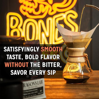 Bones Coffee Company Mint Invaders, Mint Chocolate Chip Flavored Coffee, Medium Roast Low Acid Arabica Beans Compatible with Auto drip and French Press Coffee Maker, 12 Oz Whole Bean