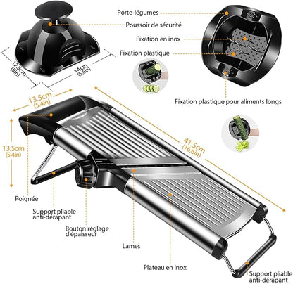 MASTERTOP Adjustable Mandoline Food Slicer,Vegetable Slicer Fruit Cutter,Stainless Steel Kitchen Mandolin,Julienne Slicers for Kitchen Onion Potato, Tomato, Carrot, Vegetable, and Fruit