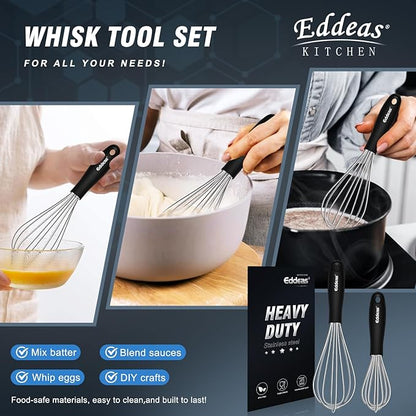 Mini Whisks - 600°F Heat Resistant Small Whisks For Cooking, Heavy Duty Stainless Steel Kitchen Balloon Tiny Whisk, Suitable for Egg, Espresso, Hot chocolate, sauces （7" & 5.5 inch ）