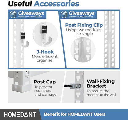 HOMEDANT 5 Tier Laminated White Boltless Metal Shelving Unit Adjustable Garage Storage Utility Rack Heavy Duty Shelves Organization Multipurpose Shelf Warehouse Pantry 28" W x 12.3" D x 59.5" H 2Pack