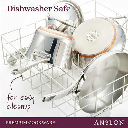 Anolon Nouvelle Stainless Steel Cookware Pots and Pans Set, 10 Piece