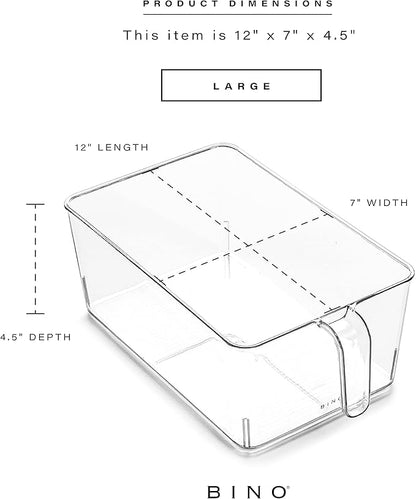 BINO | Clear Storage Organizer | THE HOLDER COLLECTION | Clear Containers for Organizing with Built-in Handles | Pantry Organization and Storage | Fridge Organizer | Smart Storage Bin Cabinet | Large