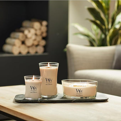 WoodWick Tonka & Almond Milk Gifts for Women and Men, 16 oz Ellipse Candle with Crackling Wick