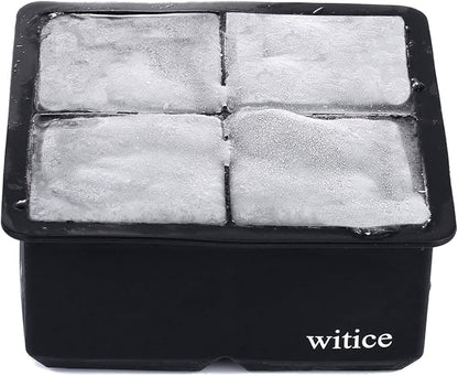 Silicone Ice Cube Trays Large for Whisky(2.5-Inches) - Whiskey Ice Cube Mold, With Easy Release Ice Cubes for Whiskey and For Cocktail,Food Grade (Black 1 Tray)