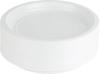PLASTICPRO Round Plastic Plates Microwaveable, Disposable, White, Dinnerware (100, 10" Inch Plates)