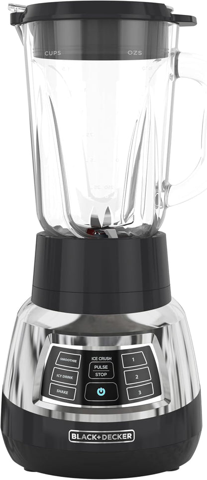 BLACK+DECKER BL1400DG-P Quiet Stainless Steel Blender with Cyclone Glass Cup