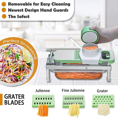 Stainless steel Vegetable Chopper, Veggie Chopper With 10 Blades, Onion Dicer with Container, Food Cutter & Grater Mandoline Slicer