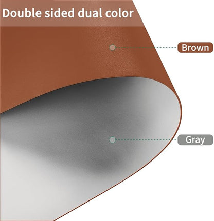 Leather Table Cover,1.8mm Thick,12x78 Inch Table Protector,Glass Table Protector,Table Sticker Cover,Desk Covers On Top of Desks.(Brown+Gray,12x78)