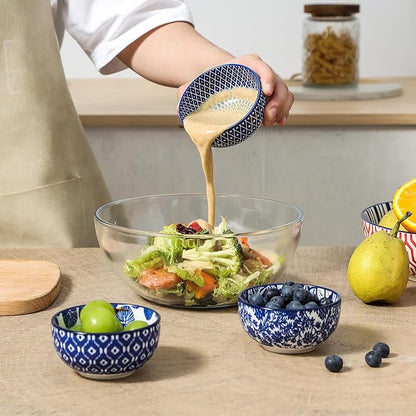 Selamica Ceramic 4 OZ Dipping Bowls Set, 3.5 Inch Mini Bowls for Dipping, Side Dishes, Microwave Dishwasher Safe, Set of 6, Vintage Blue