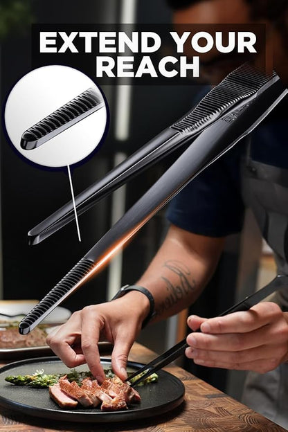 DALSTRONG Chef Tweezers Professional & Fish Spatula- 12" high-precision Tweezer Tongs for Cooking + 7.5” Stainless Steel Fish Spatula - Plating, Multi-use