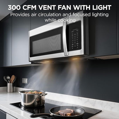 BLACK+DECKER Over the Range Microwave Oven with Air Fryer, Convection, and Bake Modes, 1.5 cu.ft., Stainless Steel, 900 Watts, EC942K6CE-SS