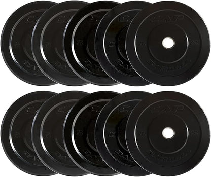 CAP Barbell 2-Inch Olympic Bumper Plate Weight Set with 6 Post Rack | 100-370 lbs | Multiple Options