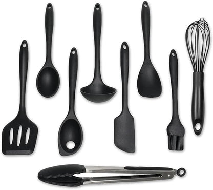 Chef Craft - Premium Silicone Kitchen Tools and Utensils Set, Non-Scratch, Withstands Temperatures up to 450°F, BPA-Free, 9 Piece Cooking Utensils Set, Black